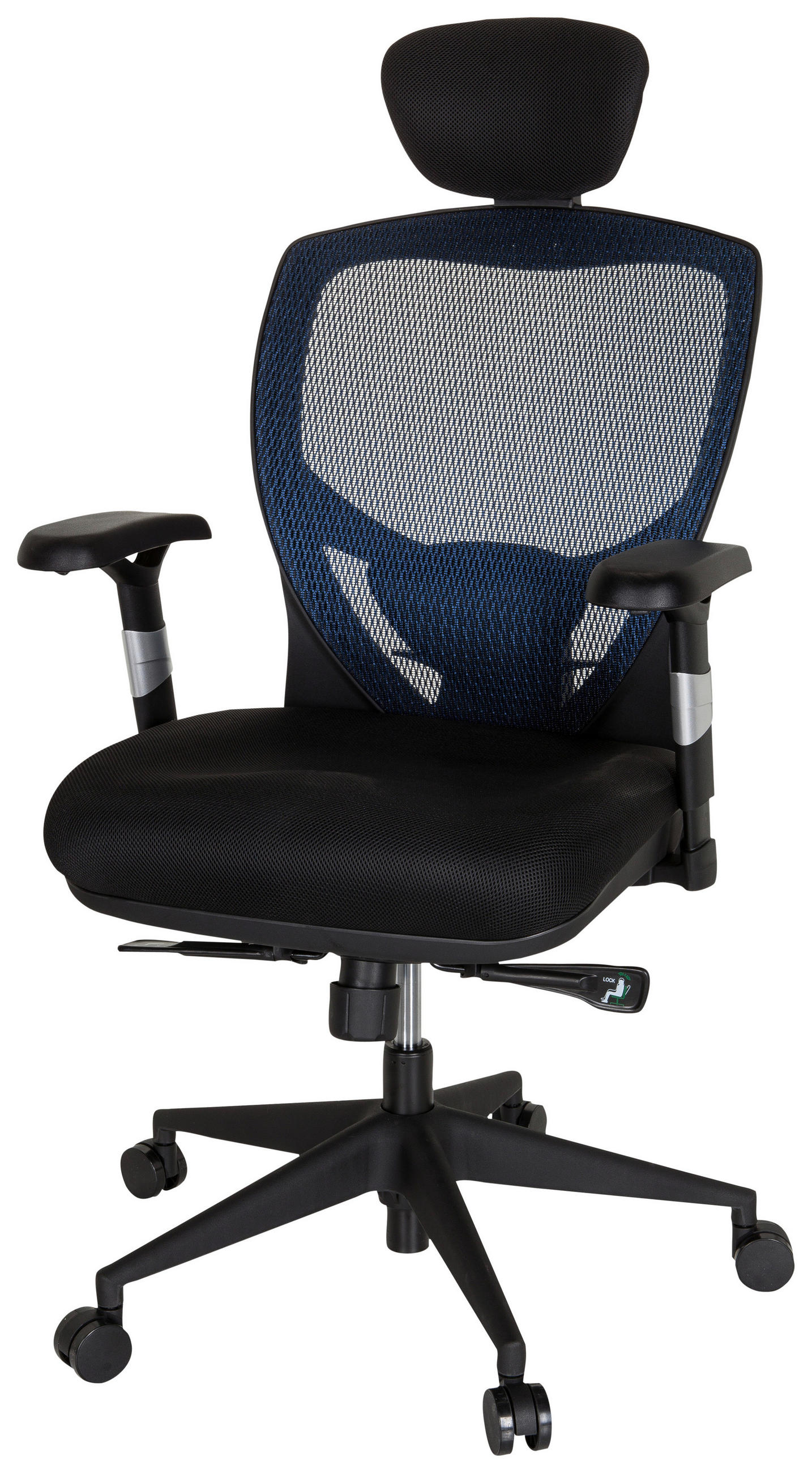 DREHSTUHL Netzbespannung, Flachgewebe Blau, Schwarz  - Blau/Schwarz, Basics, Kunststoff/Textil (66/117/65cm) - MID.YOU