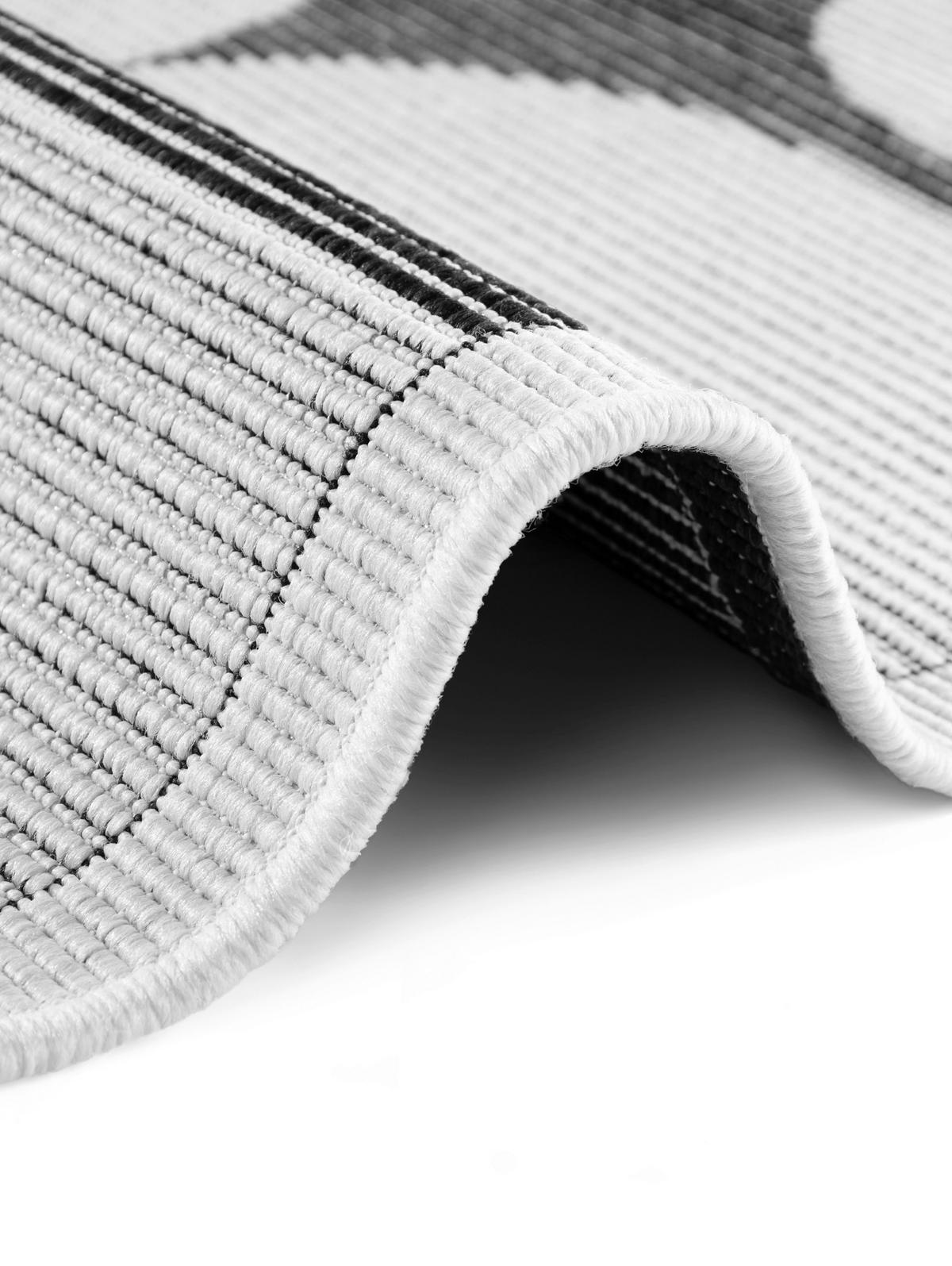 OUTDOORTEPPICH 160 cm Duet Schwarz, Weiß  - Schwarz/Weiß, Design, Kunststoff (160cm)