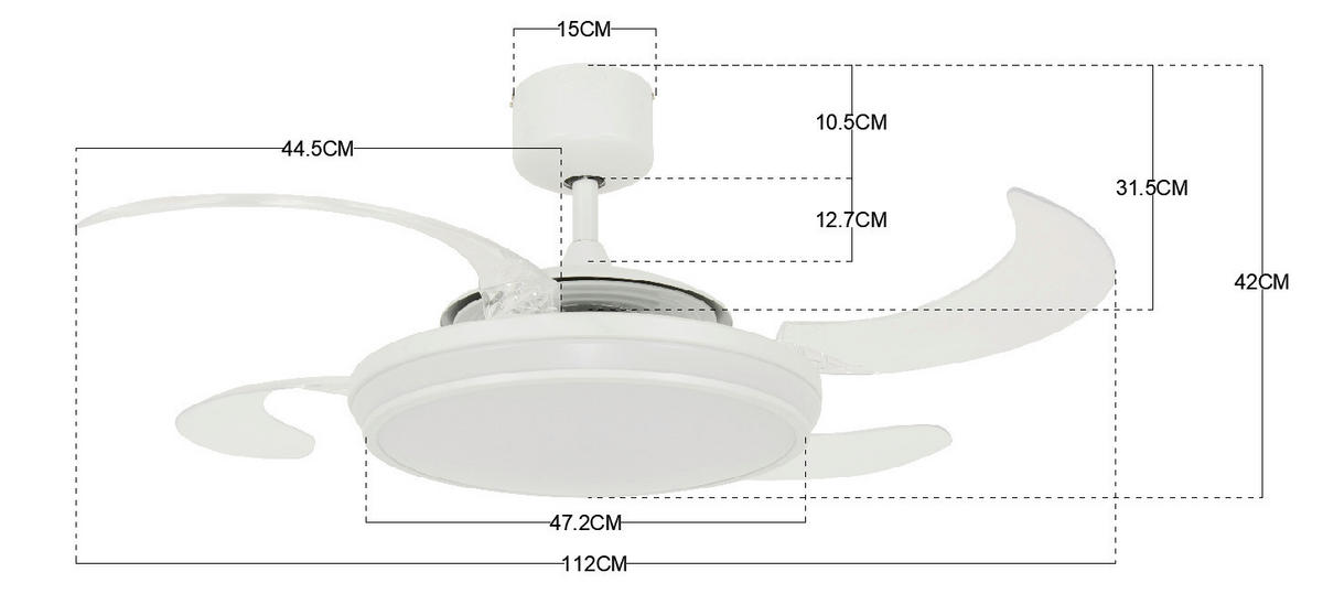 DECKENVENTILATOR  122/41 cm    - Klar/Weiss, Basics, Kunststoff/Metall (122/41cm) - P & B