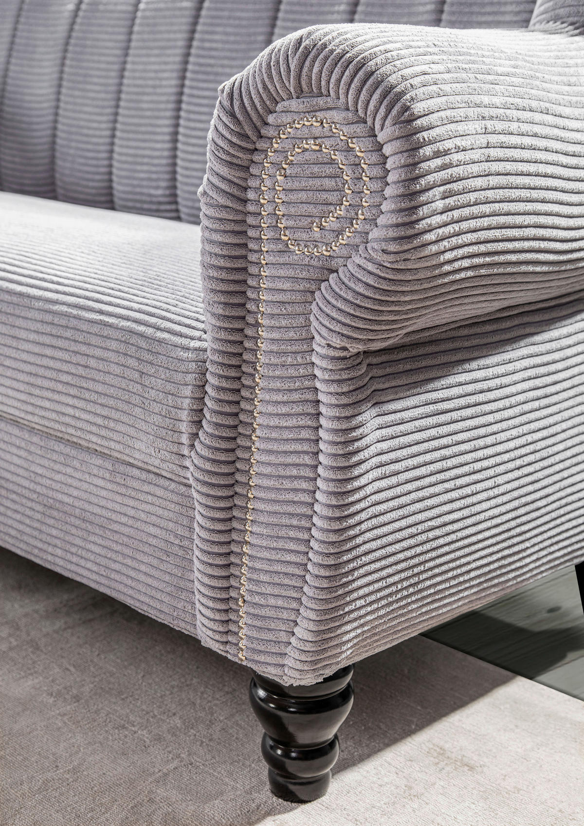 2-SITZER-SOFA Cord Hellgrau  - Dunkelbraun/Hellgrau, Design, Holz/Textil (168/96/75cm)