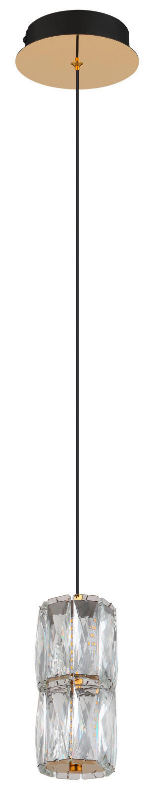 LED-HÄNGELEUCHTE STEFANIE 14/150 cm   - Goldfarben/Schwarz, KONVENTIONELL, Glas/Kunststoff (14/150cm) - Globo