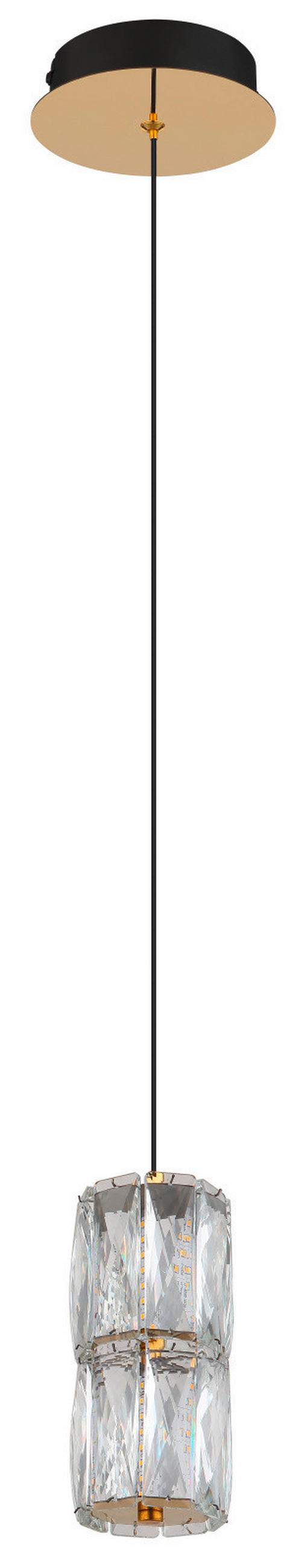 LED-HÄNGELEUCHTE STEFANIE 14/150 cm   - Goldfarben/Schwarz, KONVENTIONELL, Glas/Kunststoff (14/150cm) - Globo