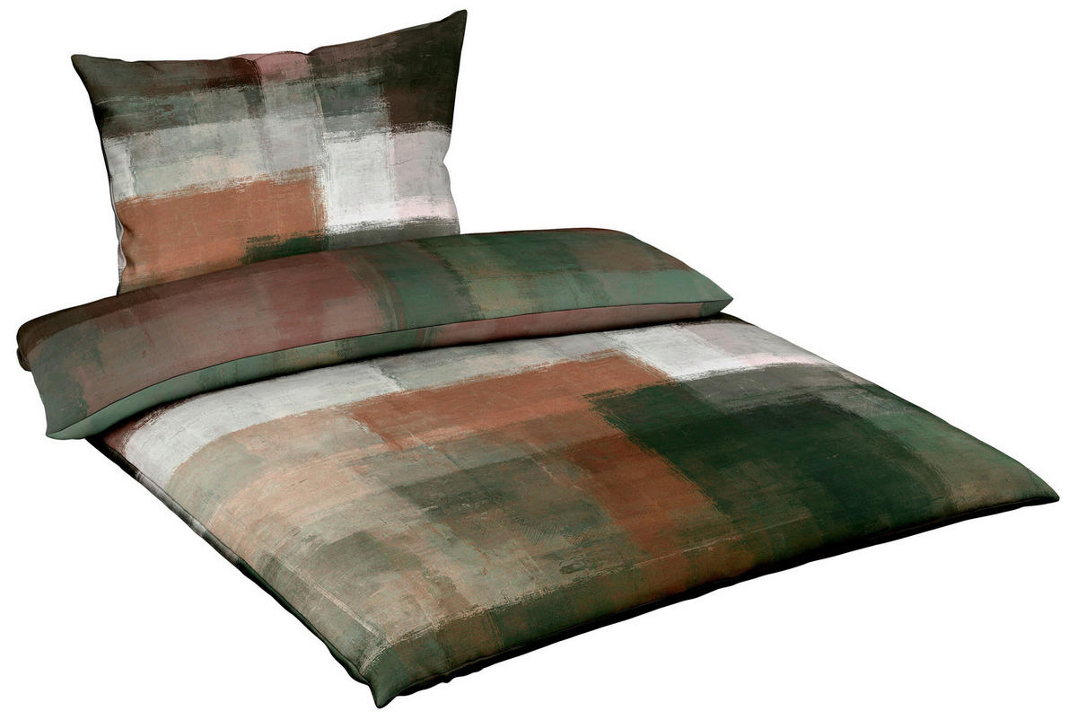 POVLEČENÍ, makosatén, hnědá, bílá, tmavě zelená, rezavá, lesní zelená, 140/200 cm  - bílá/rezavá, Basics, textil (140/200cm) - Fleuresse