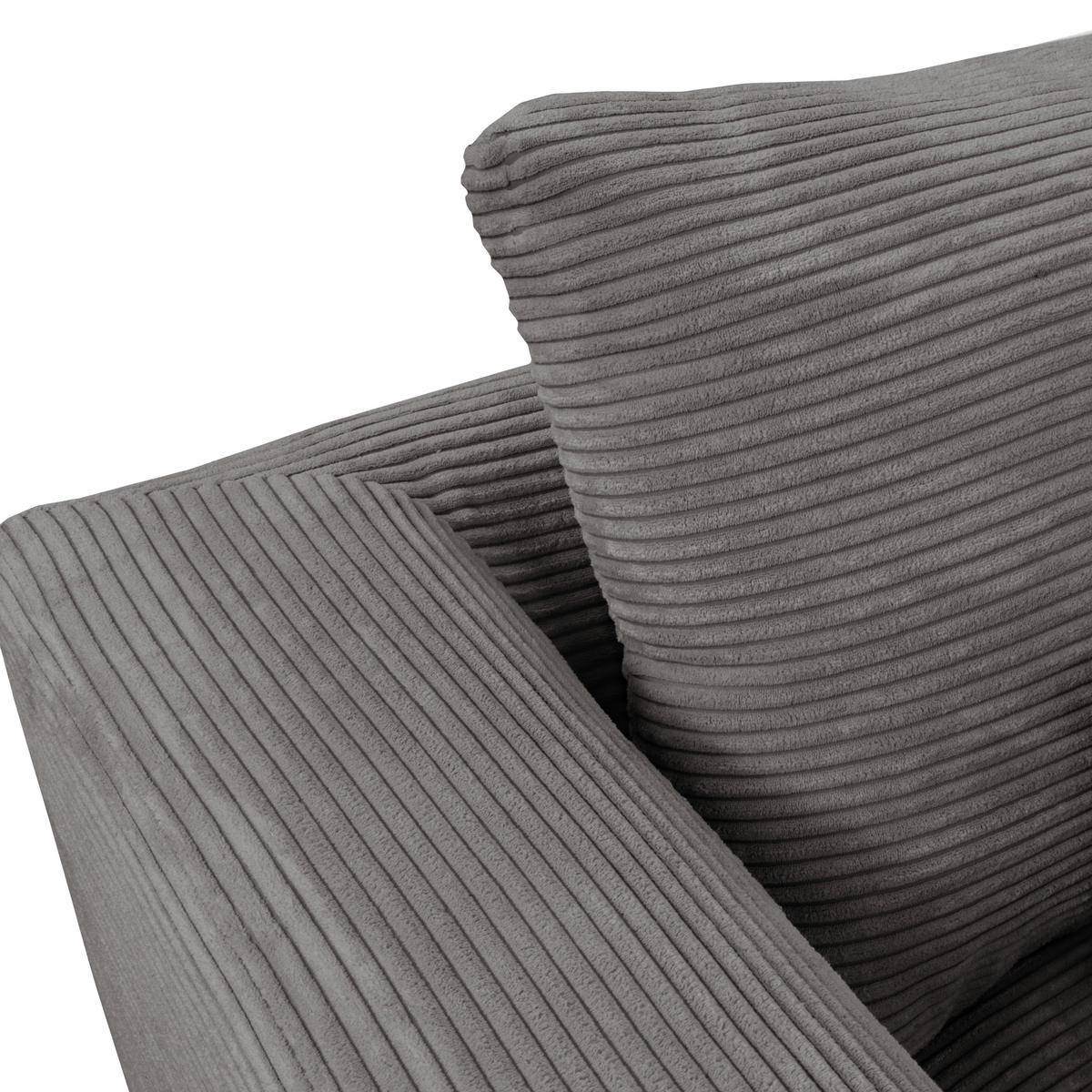 ECKSOFA in Cord Grau  - Schwarz/Grau, Design, Textil/Metall (313/172cm) - Livetastic