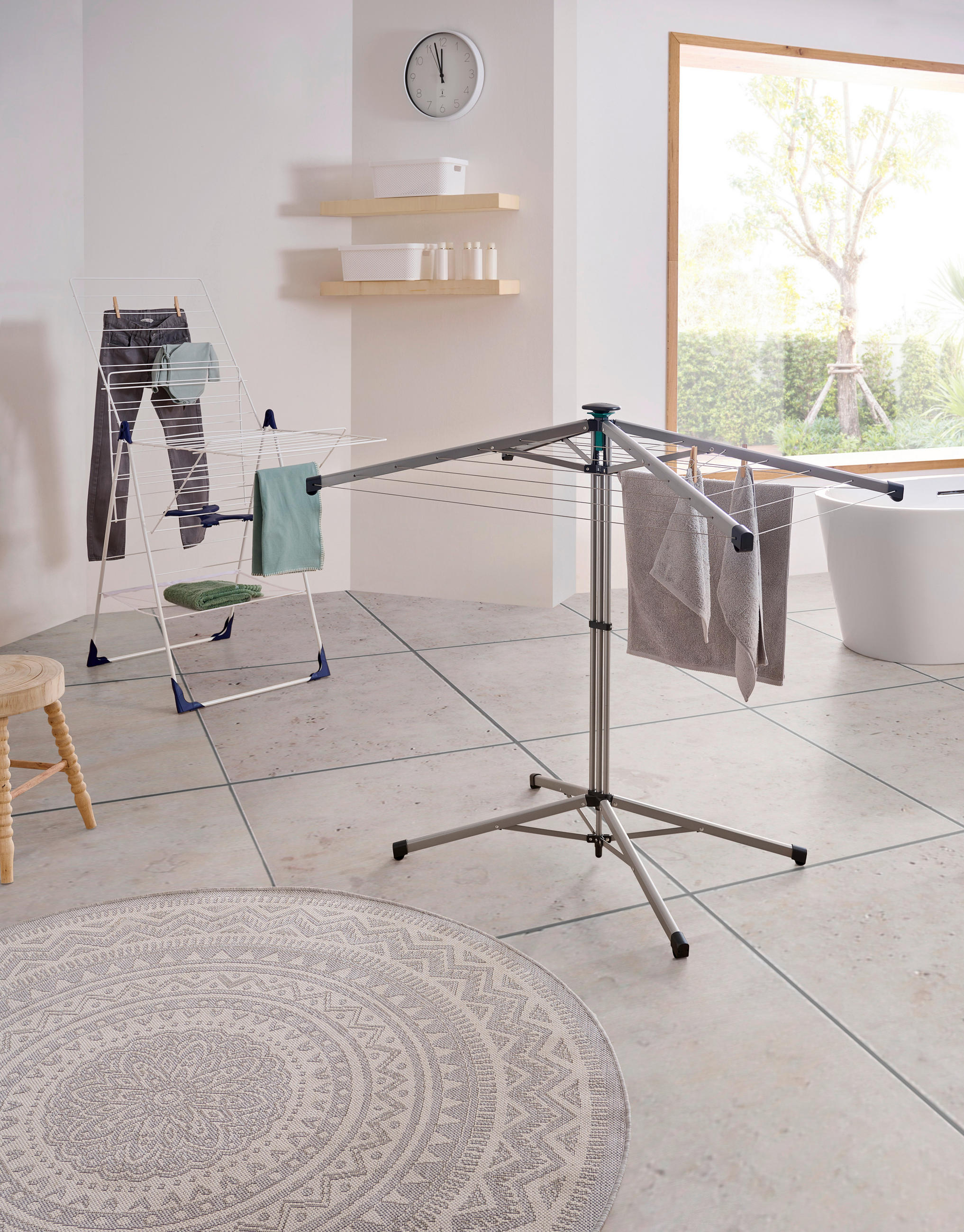 Wäschespinne Lino Pop Up 140 LINO POPUP 82500 110/110/95 cm  - Anthrazit/Silberfarben, Basics, Metall (110/110/95cm) - Leifheit