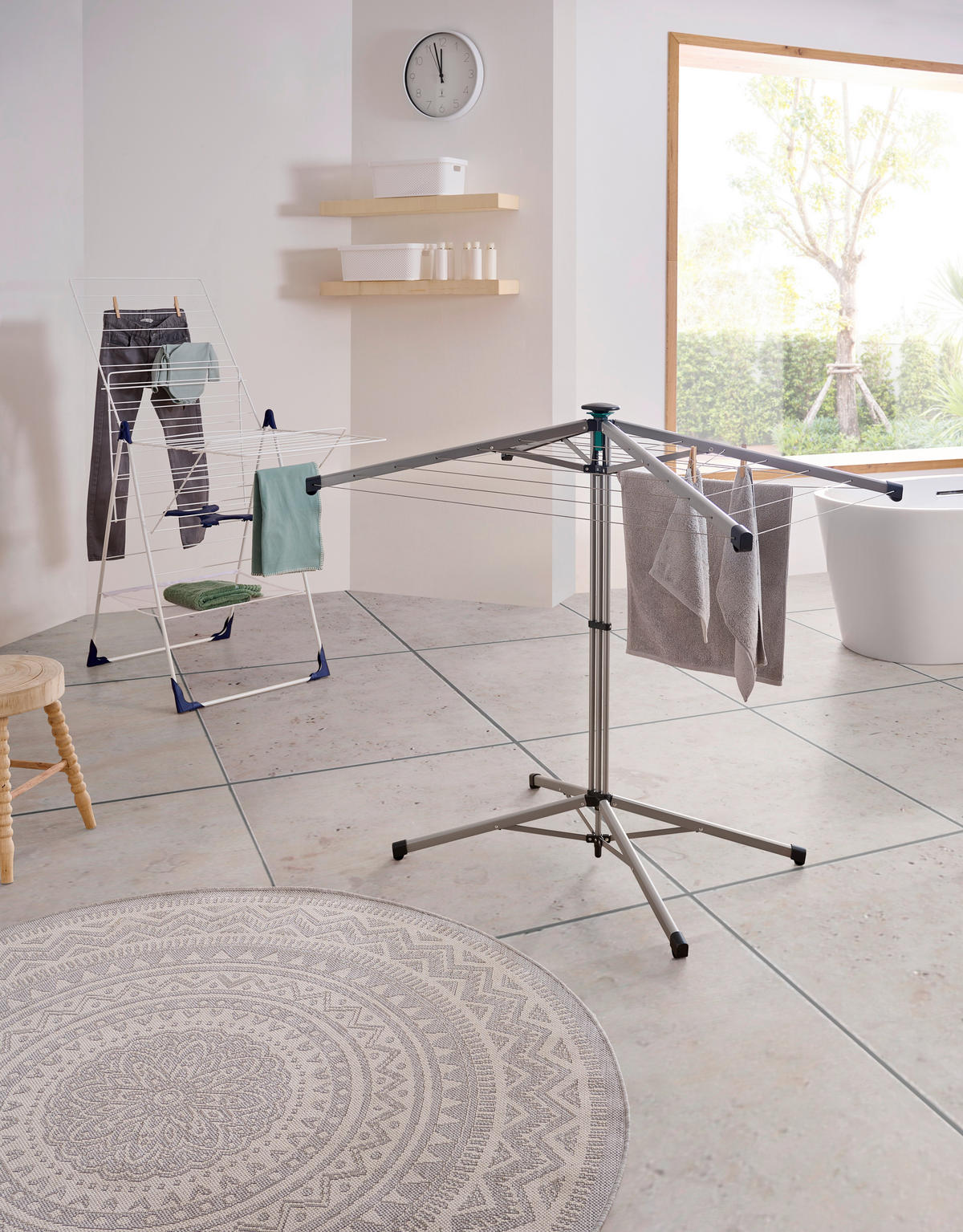 Wäschespinne Lino Pop Up 140 LINO POPUP 82500 110/110/95 cm  - Anthrazit/Silberfarben, Basics, Metall (110/110/95cm) - Leifheit