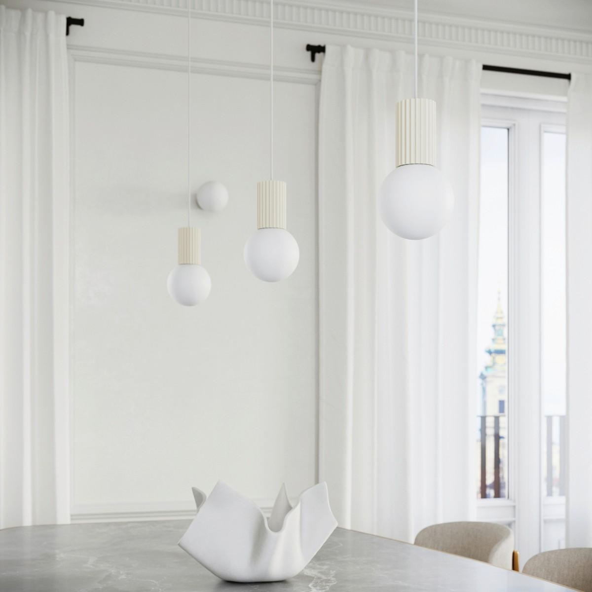 PENDELLEUCHTE Halo 12/12/120 cm  - Perlmutt, KONVENTIONELL, Metall (12/12/120cm)