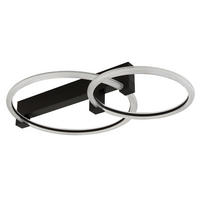 LED-DECKENLEUCHTE Fletcher 58/38/11,5 cm  - Transparent/Schwarz, Design, Kunststoff/Metall (58/38/11,5cm) - Globo