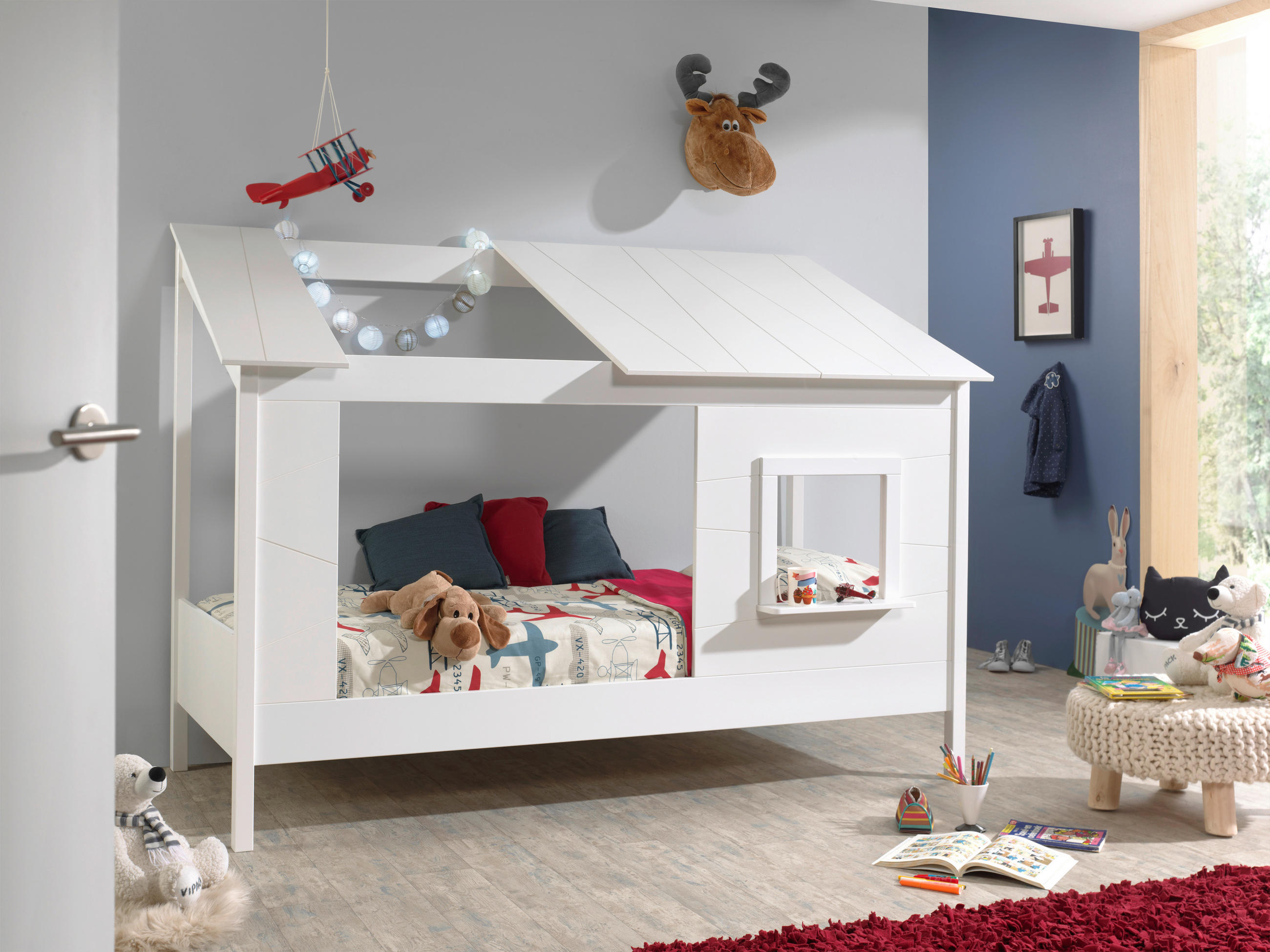 HAUSBETT 90/200 cm,  in Weiß,  - Weiß, KONVENTIONELL (90/200cm) - Vipack