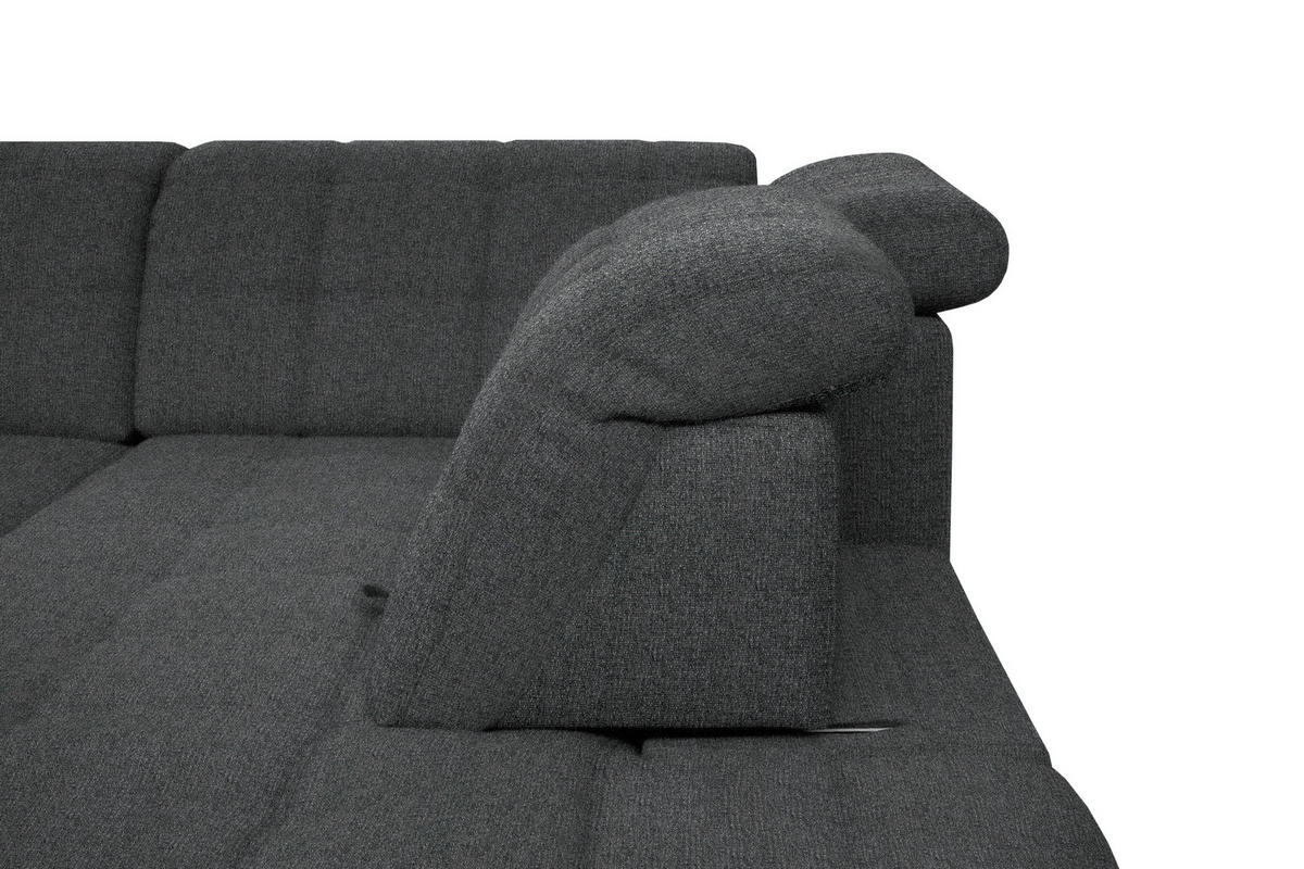 ECKSOFA in Webstoff Dunkelgrau  - Dunkelgrau/Schwarz, Design, Holz/Textil (216/297cm) - Xora