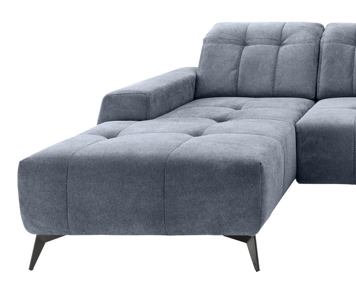 WOHNLANDSCHAFT SANO Hellblau Chenille  - Schwarz/Hellblau, MODERN, Textil/Metall (200/337/180cm) - Livetastic