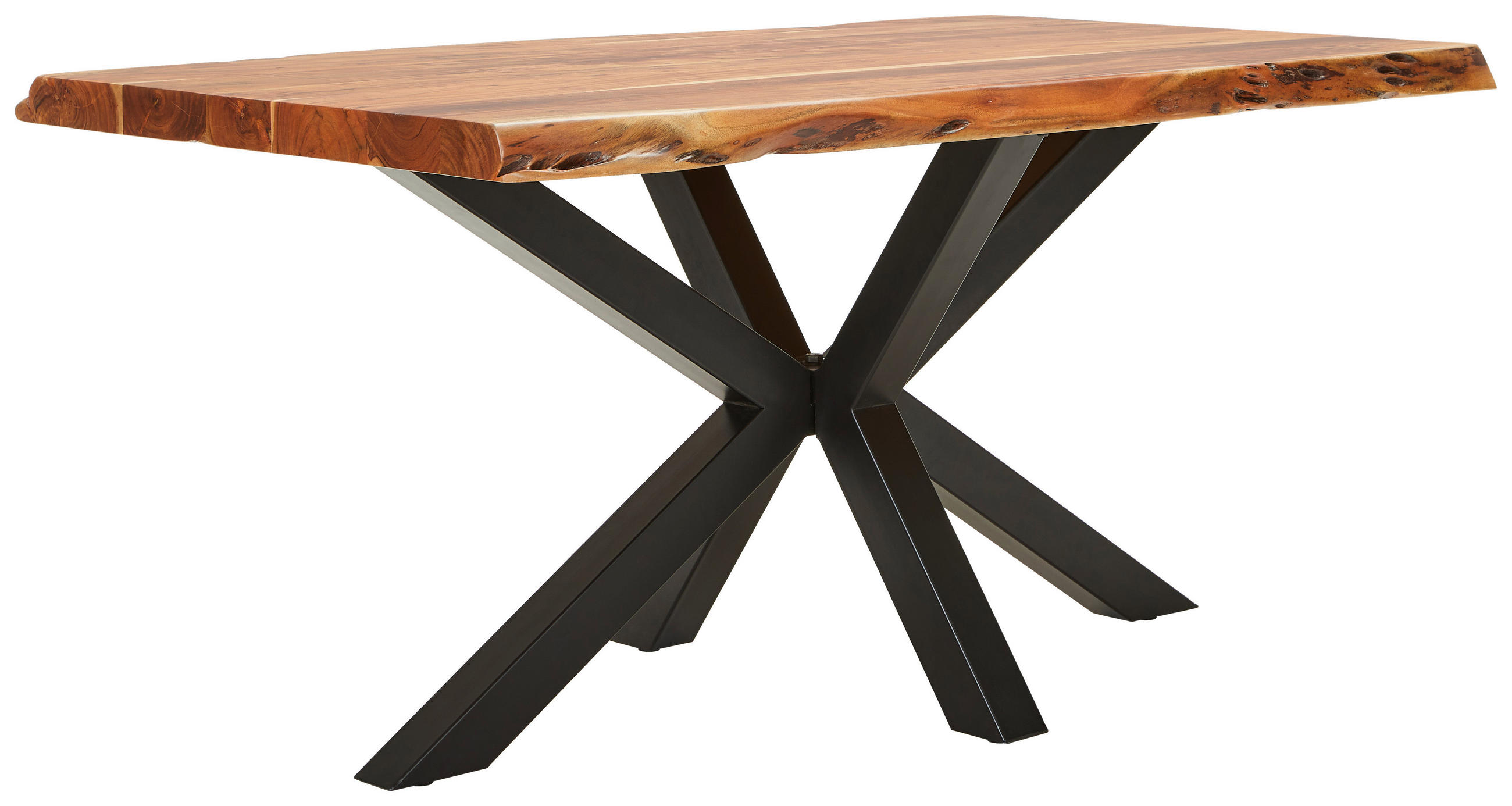 ESSTISCH 160/90/76 cm Echtholz  Holz, Metall Variantenauswahl rechteckig Naturfarben, Schwarz  - Schwarz/Naturfarben, Natur, Holz/Metall (160/90/76cm) - Landscape