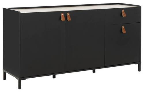 SIDEBOARD AMSTERDAM  in 160/79/45 cm  - Kastanienfarben/Schwarz, MODERN, Leder/Holzwerkstoff (160/79/45cm) - MID.YOU