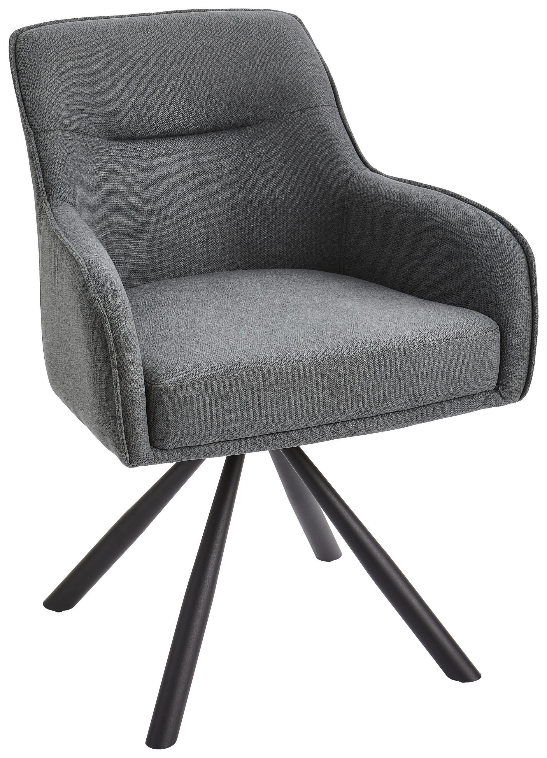 ARMLEHNSTUHL Eisen Webstoff  - Schwarz/Grau, Modern, Textil/Metall (62/84/62cm) - Livetastic