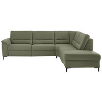 ECKSOFA  in Echtleder Olivgrün  290/249 cm  - Schwarz/Olivgrün, KONVENTIONELL, Leder/Metall (290/249cm) - Beldomo Premium