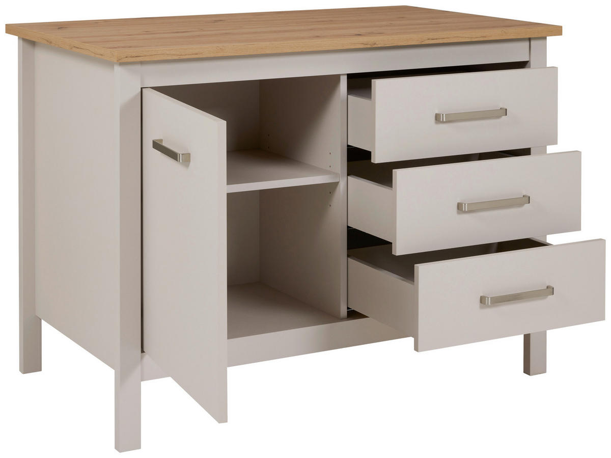 KÜCHENINSEL 124/91,5/75 cm  in Kaschmir, Eiche Artisan  - Kaschmir/Silberfarben, ROMANTIK / LANDHAUS, Holzwerkstoff/Metall (124/91,5/75cm) - home24