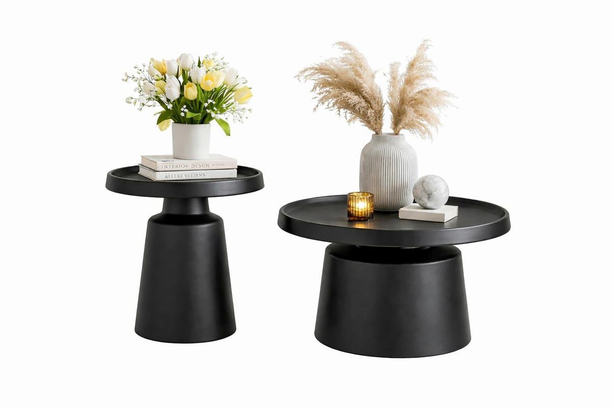 COUCHTISCHSET rund Schwarz  - Schwarz, Design, Metall (50/50/50cm) - MID.YOU