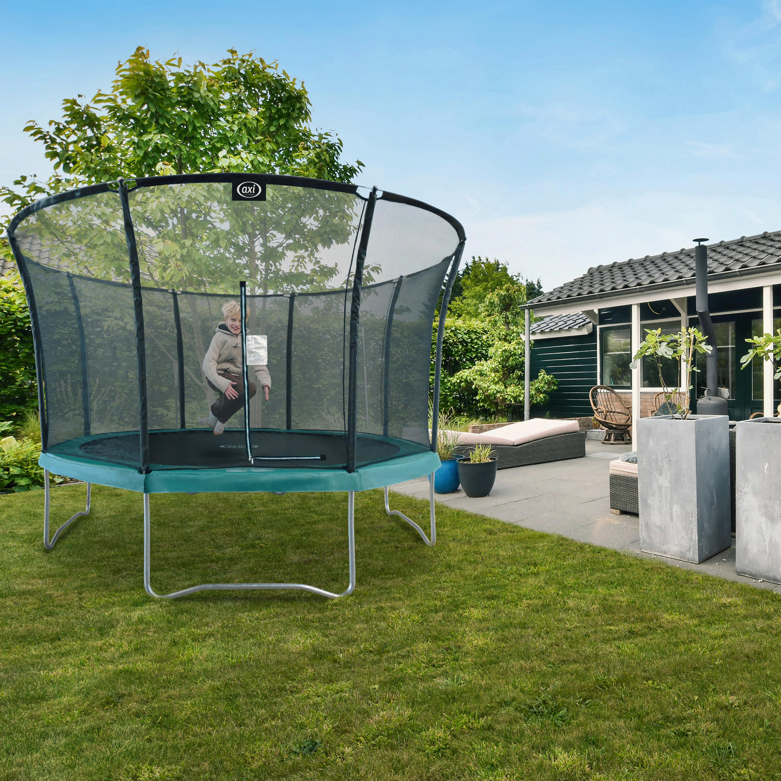 TRAMPOLIN  - Schwarz/Grün, KONVENTIONELL, Kunststoff/Metall (405/269/405cm) - Ambia Garden