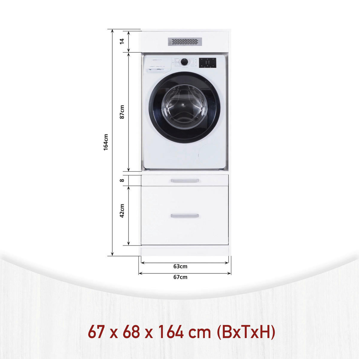 WASCHMASCHINENSCHRANK 67/164/68 cm  in Weiß  - Silberfarben/Weiß, MODERN, Holzwerkstoff/Metall (67/164/68cm) - home24