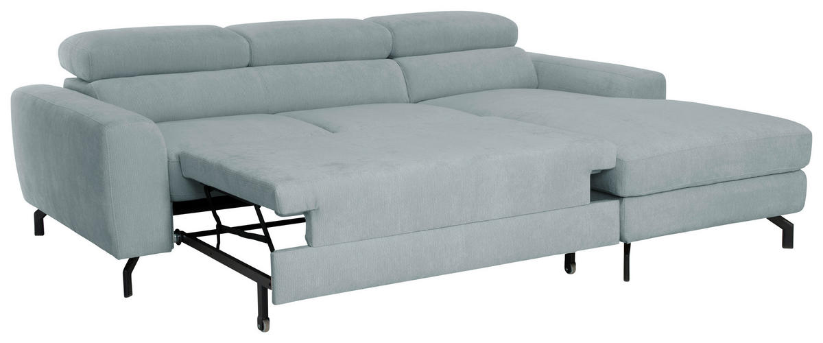 ECKSOFA Chenille Blaugrau  - Blaugrau/Schwarz, Design, Textil/Metall (226/177cm) - Livetastic