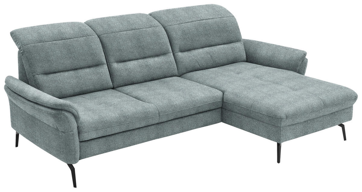 ECKSOFA in Flachgewebe Blaugrau  260/181 cm  - Blaugrau/Schwarz, KONVENTIONELL, Textil/Metall (260/181cm) - Beldomo Speed