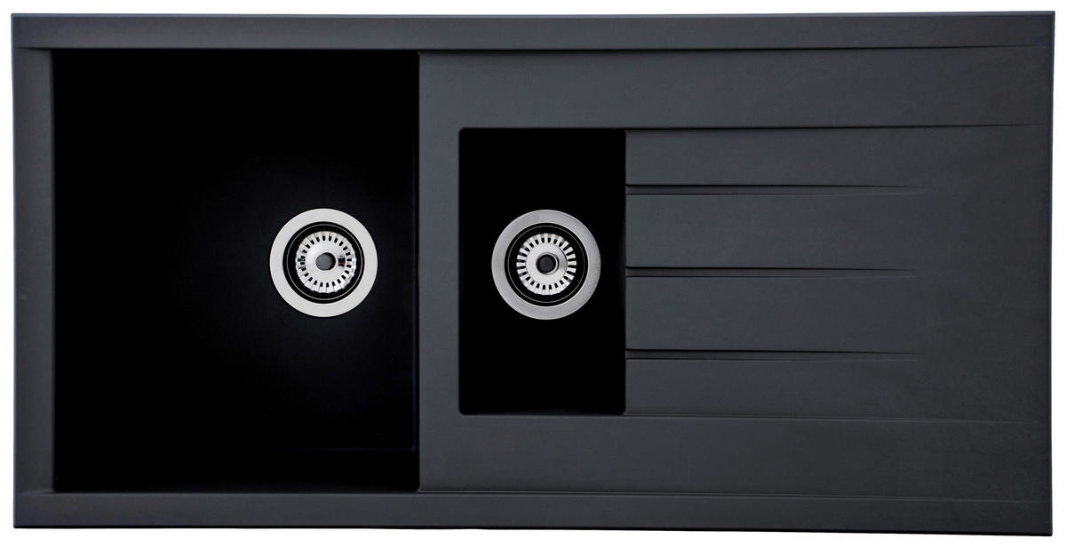 SPÜLE 1712HOUSTON100X50S  - Schwarz, Trend, Glas/Kunststoff (100/21/50cm) - Respekta