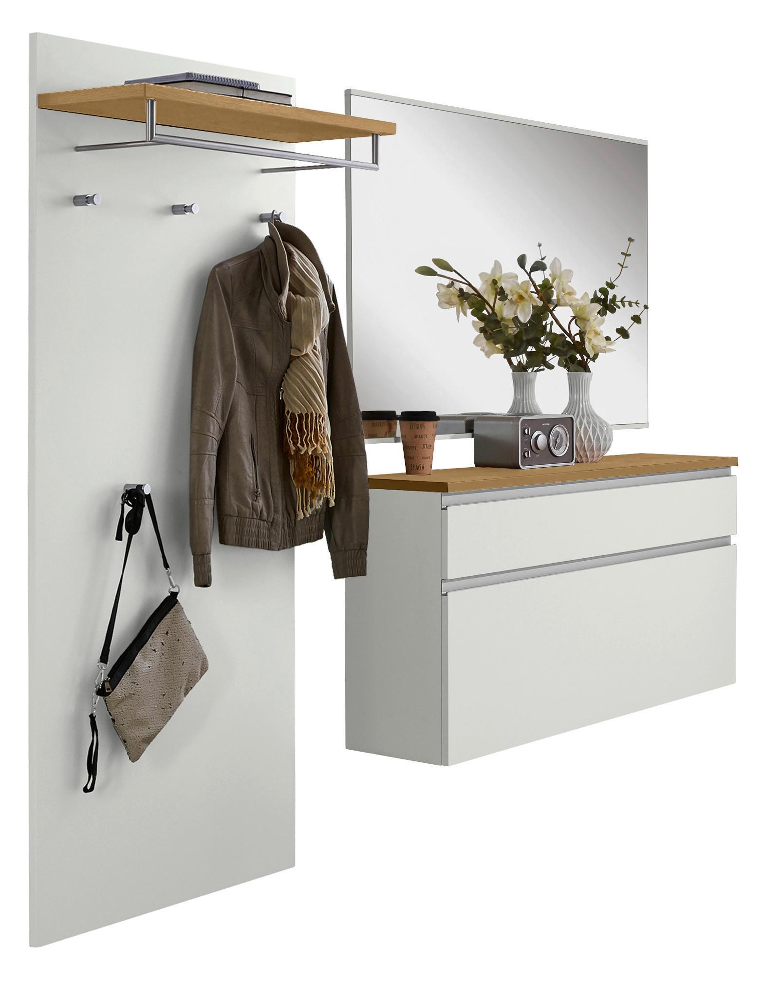 XXXLutz Garderobe Silber, Weiß, 210x190x31 cm