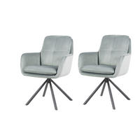 ARMLEHNSTUHL-SET 2 Stück  in Stahl Samt, Velours  - Schwarz/Mintgrün, MODERN, Textil/Metall (63/89/70cm) - MID.YOU