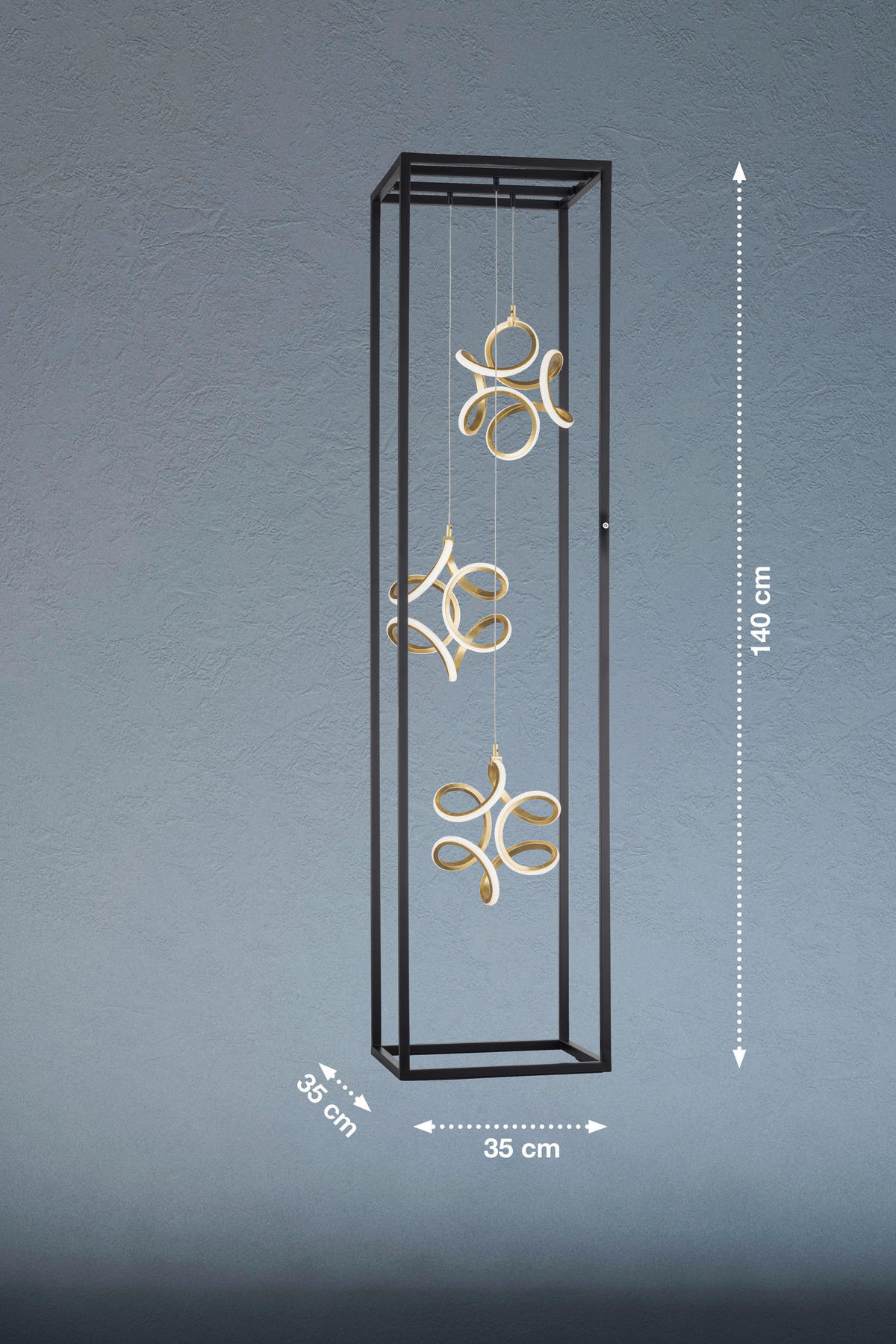 LED-STEHLEUCHTE - Weiss/Goldfarben, Basics, Kunststoff/Metall (35/35/140cm) - Fischer & Honsel