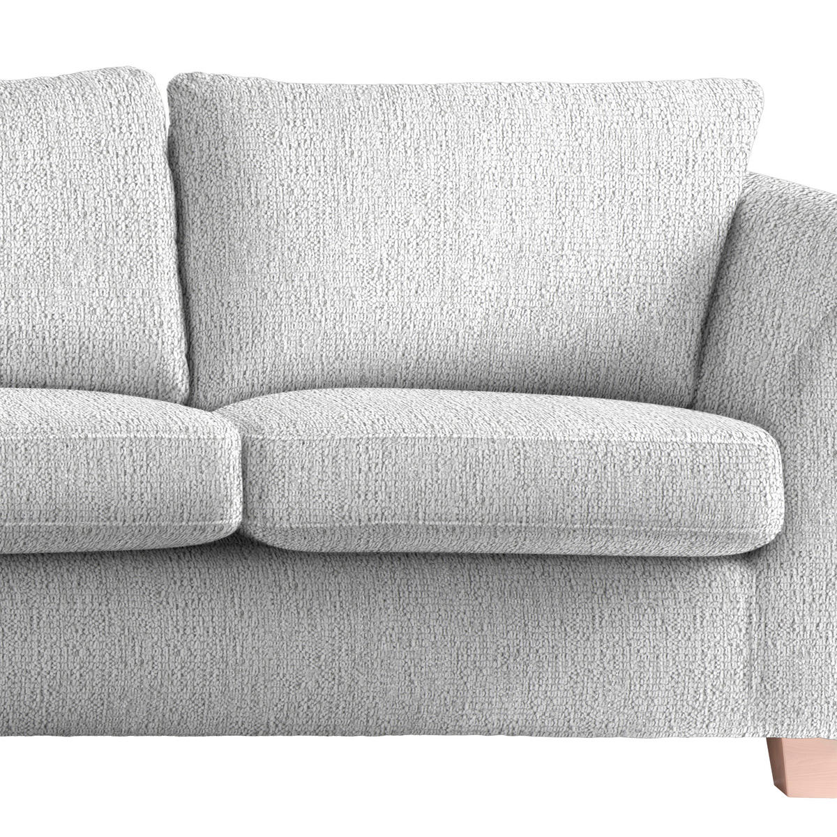 2-SITZER-SOFA in chenille couleur argentée  - couleur écru/couleur argentée, textile/bois (190/70-85/95cm) - MID.YOU