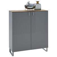 SCHUHSCHRANK Eiche furniert Grau, Eichefarben  - Eichefarben/Alufarben, Design, Holz/Holzwerkstoff (93/104/36cm) - Dieter Knoll