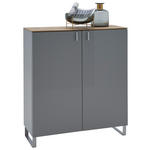 SCHUHSCHRANK Eiche furniert Grau, Eichefarben  - Eichefarben/Alufarben, Design, Holz/Holzwerkstoff (93/104/36cm) - Dieter Knoll