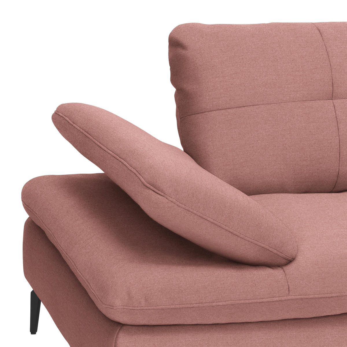 ECKSOFA in Webstoff Altrosa  - Schwarz/Altrosa, Design, Textil/Metall (301/179cm) - Chilliano