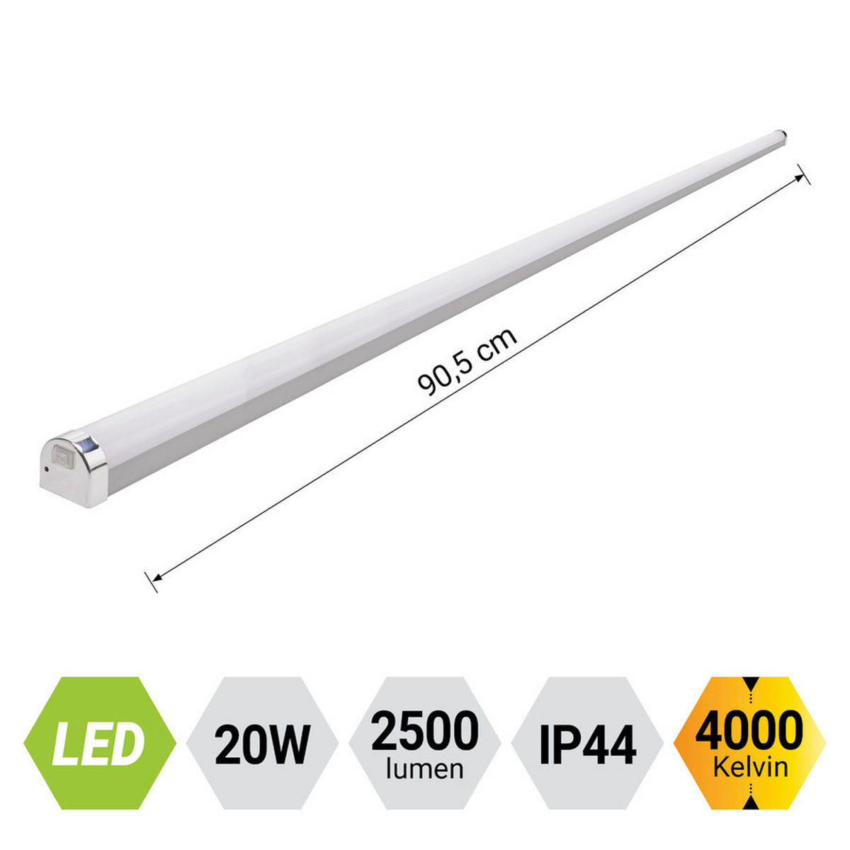 FÜRDŐSZOBAI FALILÁMPA - krómszínű, Basics, műanyag (4,5/90,5/4,5cm)