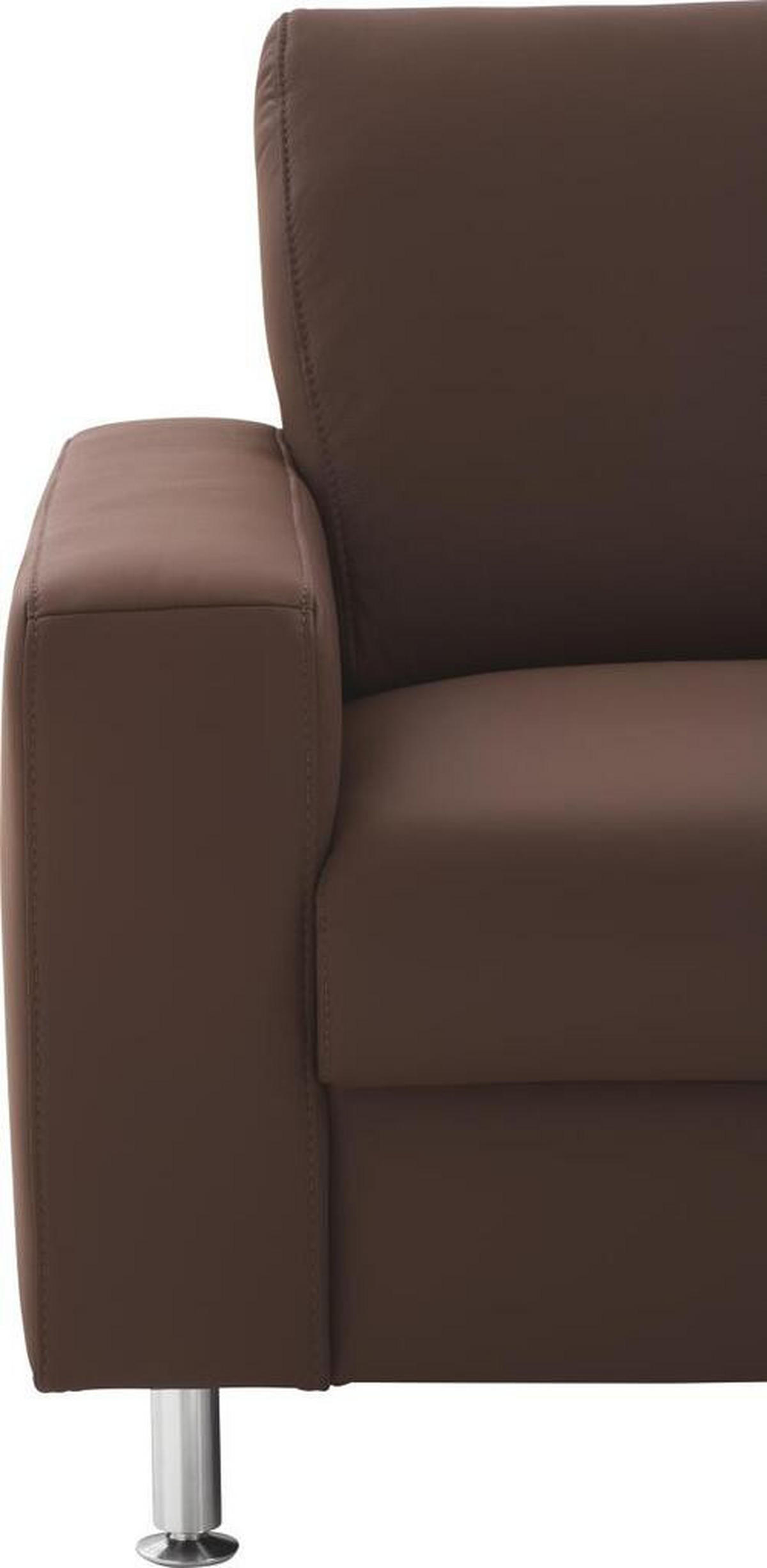 WOHNLANDSCHAFT in Echtleder Dunkelbraun  - Dunkelbraun/Alufarben, Design, Leder/Metall (233/339/165cm) - Beldomo Premium