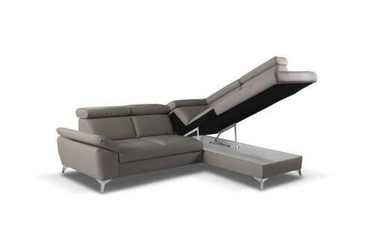 CANAPEA MODULARĂ piele nămol  - nămol/culoare crom, metal/piele (252/197cm) - Celina