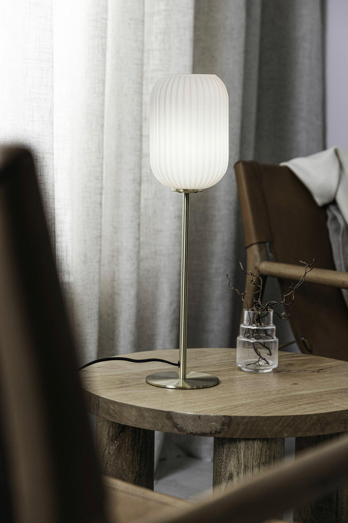 TISCHLEUCHTE - Messingfarben/Weiß, Basics, Glas/Metall (14/55cm) - Markslöjd