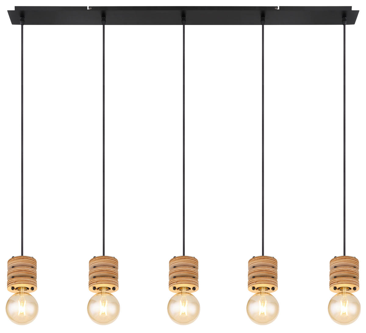 HÄNGELEUCHTE 116/10/120 cm    - Schwarz/Braun, Konventionell, Holzwerkstoff/Metall (116/10/120cm) - Globo