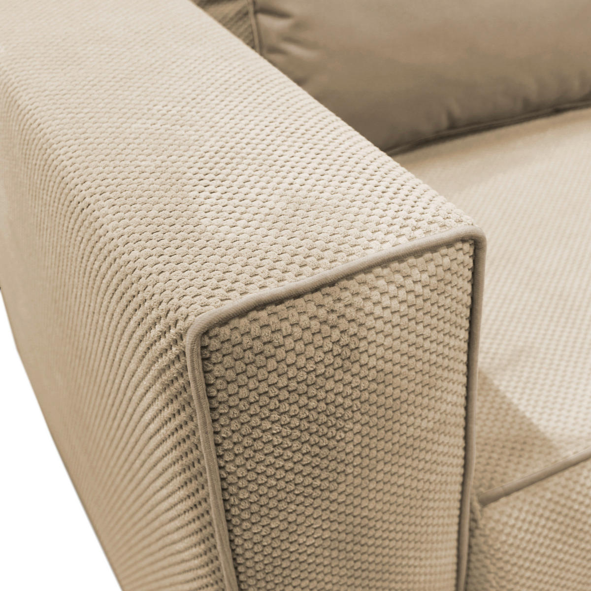 RÉCAMIERE Creme Plüsch  - Creme/Schwarz, Design, Kunststoff/Textil (168/73/99cm) - MID.YOU