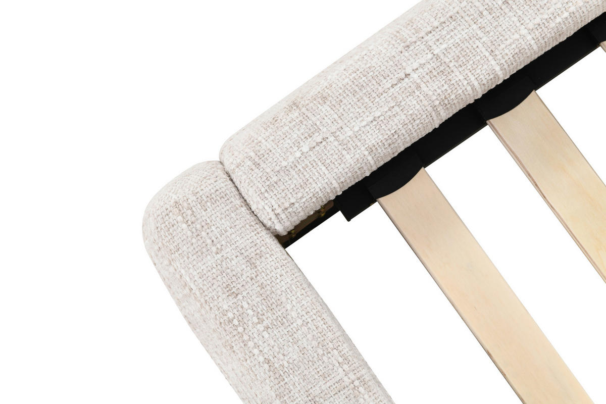POLSTERBETT 180/200 cm, inkl. gepolstertes Kopfteil, Lattenrost,  in Beige  - Eichefarben/Beige, Design, Holz/Textil (180/200cm) - Boxxx