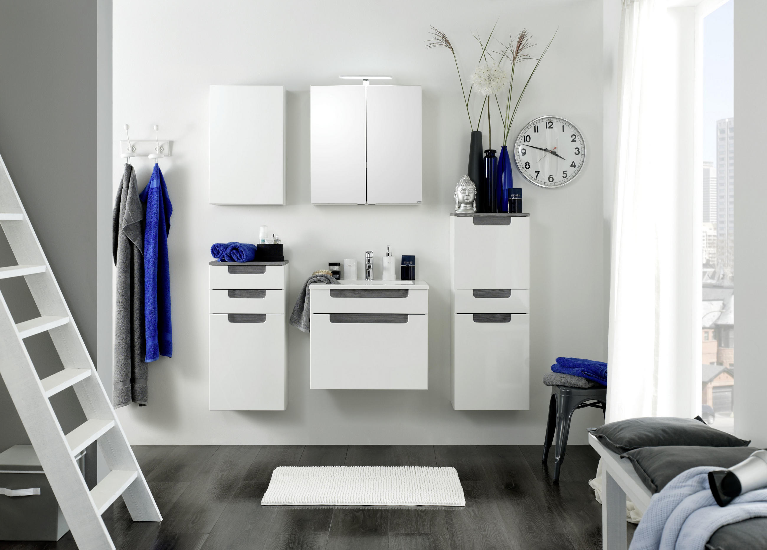 BADEZIMMER 60 cm - Anthrazit/Weiß, MODERN, Holzwerkstoff/Stein (60cm) - Held