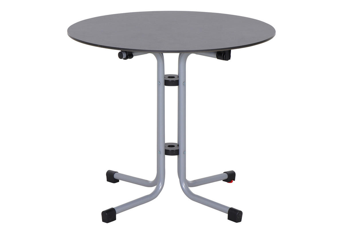 GARTENKLAPPTISCH Holz, Metall, Kunststoff rund  - Anthrazit/Silberfarben, KONVENTIONELL, Holz/Kunststoff (80/71cm) - Siena Garden