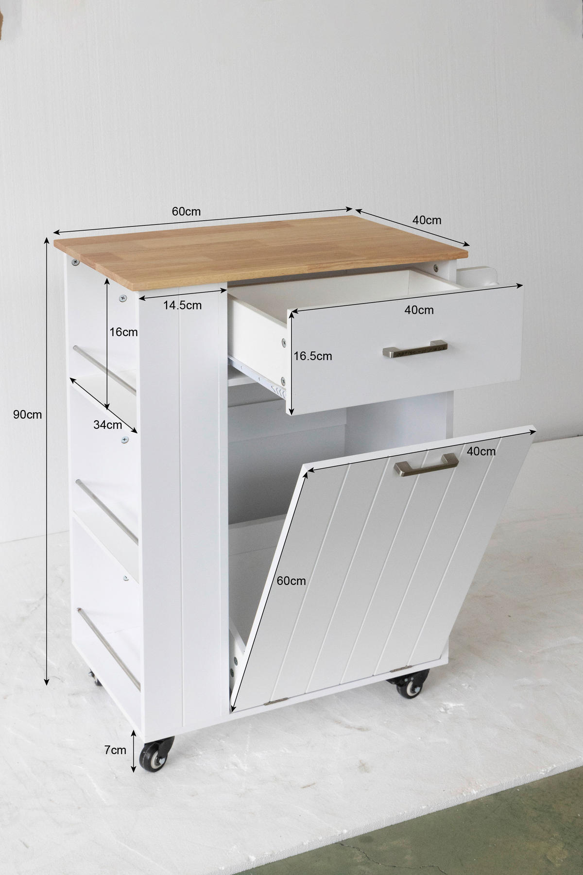 SERVIERWAGEN in Weiß  - Silberfarben/Schwarz, Basics, Holz/Holzwerkstoff (68/89/40cm) - MID.YOU