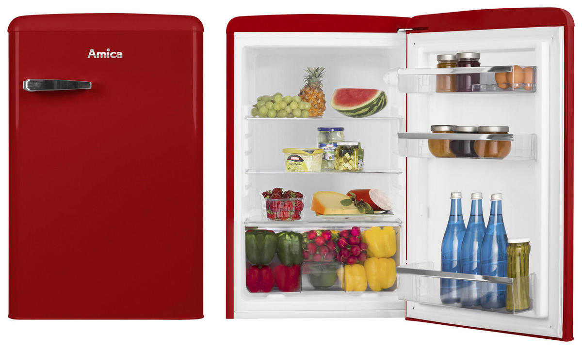 KÜHLSCHRANK 55/86/61,5 cm VKS15620-1R  - Rot, Basics, Glas/Metall (55/86/61,5cm) - Amica