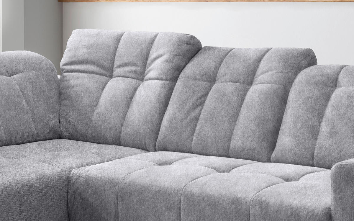 ECKSOFA in Mikrofaser Hellgrau  - Hellgrau/Schwarz, Modern, Textil/Metall (200/261cm) - Livetastic