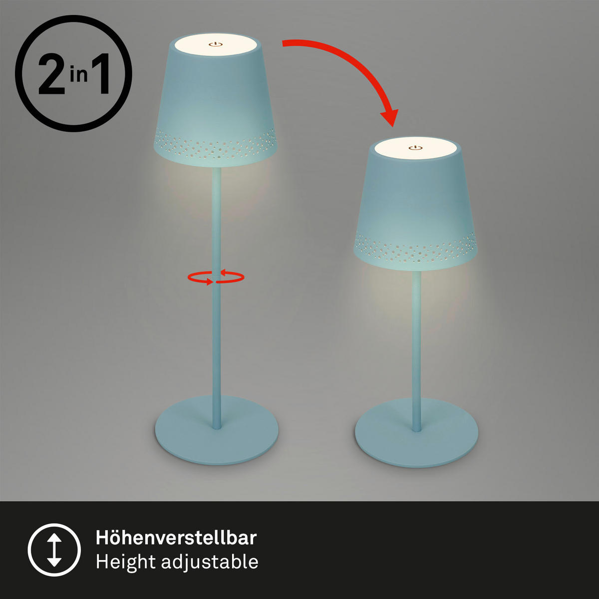 NAMIZNA SVETILKA ZA POLNJENJE        12/22-38 cm       - pastelno modra, Trend, kovina (12/22-38cm)