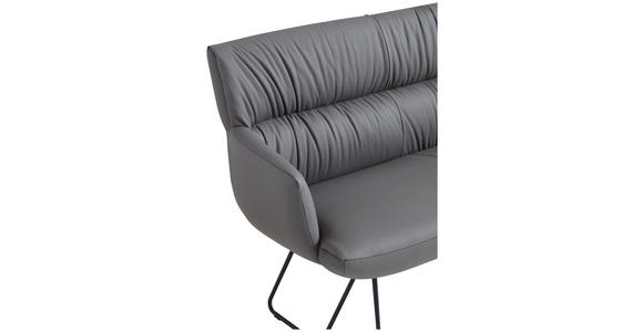 SITZBANK 200/89/66 cm Echtleder Anthrazit, Schwarz  - Anthrazit/Schwarz, Design, Leder/Metall (200/89/66cm) - Dieter Knoll