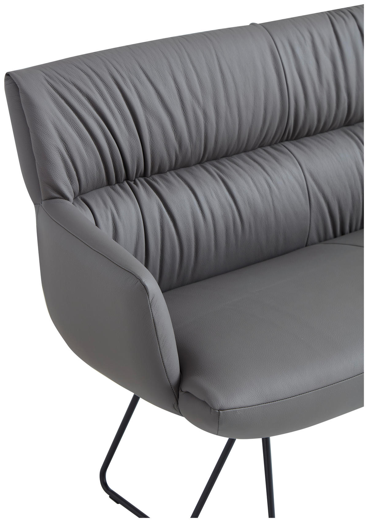 SITZBANK 200/89/66 cm Echtleder Anthrazit, Schwarz  - Anthrazit/Schwarz, Design, Leder/Metall (200/89/66cm) - Dieter Knoll