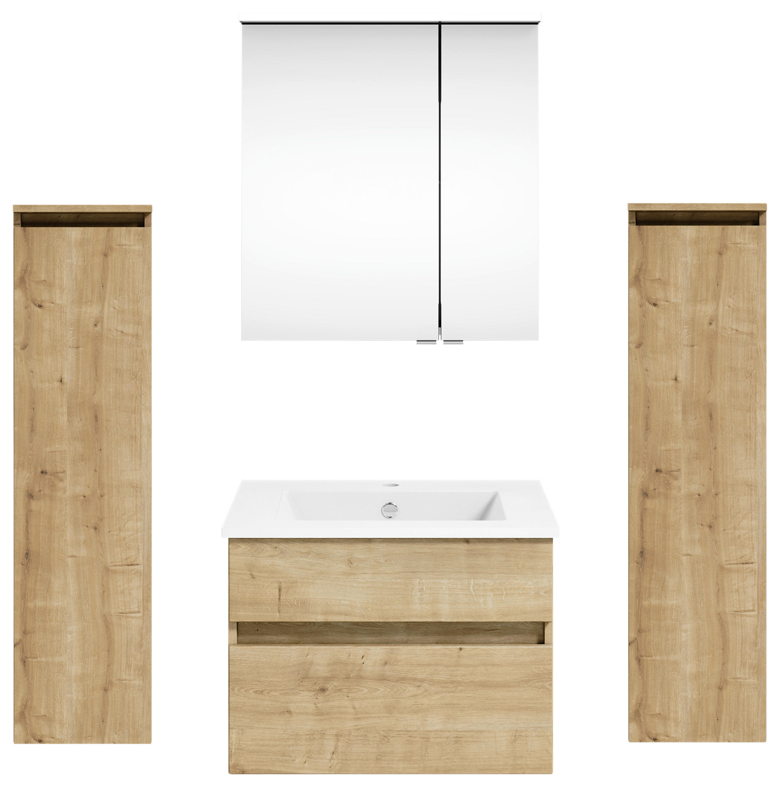 BADEZIMMER  in 122,4 cm  - Eichefarben/Weiß, KONVENTIONELL, Holzwerkstoff (122,4cm) - Puris