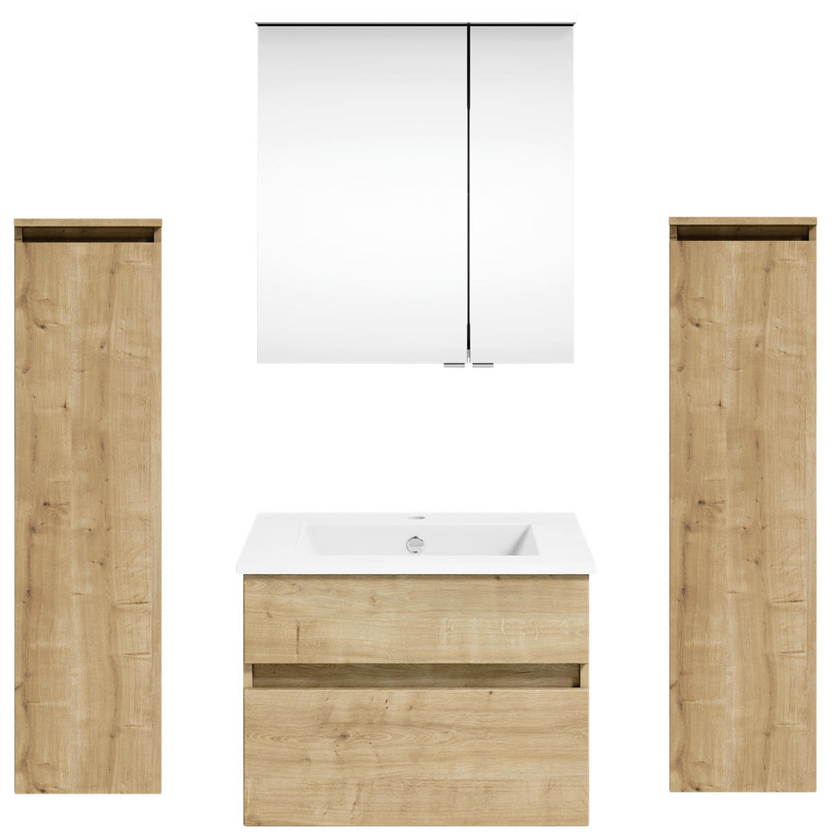 BADEZIMMER  in 122,4 cm  - Eichefarben/Weiß, KONVENTIONELL, Holzwerkstoff (122,4cm) - Puris